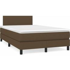 Sängar & Madrasser vidaXL Ramsäng Med Madrass & LED Mörkbrun 120x190 cm Tyg Kontinentalsäng
