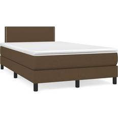 Sängar & Madrasser vidaXL Ramsäng Med Madrass LED Mörkbrun 120x190 cm Tyg Kontinentalsäng