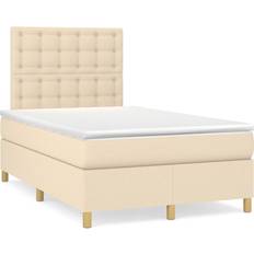 Sängar & Madrasser vidaXL Ramsäng Med Madrass & LED Gräddvit 120x190 cm Tyg Kontinentalsäng