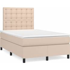 Sängar & Madrasser vidaXL Ramsäng Med Madrass LED Cappuccino 120x190 cm Konstläder Kontinentalsäng