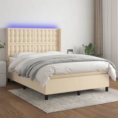 VidaXL Inbyggda förvaringar Kontinentalsängar vidaXL mit Matratze & LED Creme 140x190 cm Boxspringbett