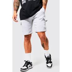 Cargoshortsit - Harmaa boohooMAN Marl Slim Mid Cargo Jersey Short - Grey