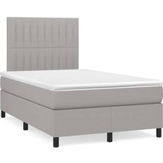Sängar & Madrasser vidaXL Ramsäng Med Madrass LED Ljusgrå 120x190 cm Kontinentalsäng