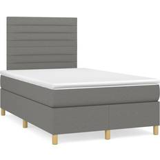 Sängar & Madrasser vidaXL Ramsäng Med Madrass LED Mörkgrå 120x190 cm Tyg Kontinentalsäng