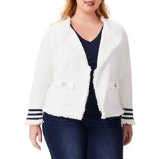 NIC+ZOE Plus Subtle Stripe Fringe Trim Jacket