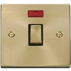 Satin Brushed Brass 1 Gang 20A Ingot dp Switch With Neon Black Trim