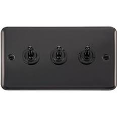 SE Home Curved Black Nickel 3 Gang 2 Way 10AX Toggle Light Switch