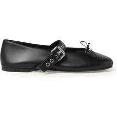 Miu Miu Black Ballerinas Miu Miu Leather Ballet Flats - Black/White