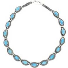 Turquoise Necklaces C. W. Sellors Sterling Silver Foxtail Turquoise Sixteen Stone Marquise Necklace Silver