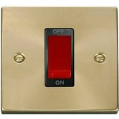 Black Wall Switches SE Home Satin Brushed Brass 1 Gang 45A Switch Black Trim