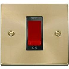 Satin Brushed Brass 1 Gang 45A Switch Black Trim