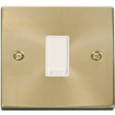 SE Home Satin Brushed Brass 10A 1 Gang 2 Way Light Switch White Trim