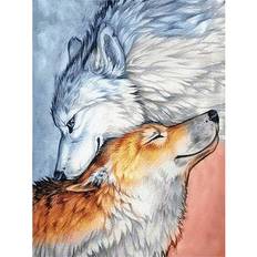 Bruna Diamond Paintings Fiyo 5D Diamond Painting Full Drill White Wolf&Brown Wolf Diamond Embroidery