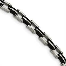 Chisel Stainless Steel Black Rubber Bracelet 8.75