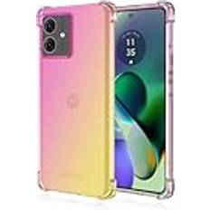 Topme Topme Fodral för Motorola Moto G54 6,5 tum tum mobiltelefonfodral av mjuk TPU silikon, transparent, med färggradient – rosa guld