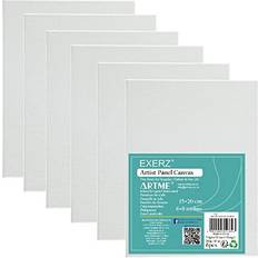 Canvas Exerz 15x20cm Canvas Panels 6pcs 3mm 280gsm 100% Cotton/Blank Artist Canvas Board/Triple Primed/Acid Free/Medium Grain Oil & Acrylic Painting for