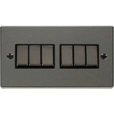 SE Home Black Nickel 10A 6 Gang 2 Way Ingot Light Switch Black Trim