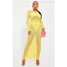 Short Skirts - Yellow PrettyLittleThing Shape Yellow Knitted Low Rise Maxi Skirt, Yellow