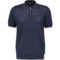 HUGO BOSS Men's Trieste Half Zip Short Sleeved Polo Shirt Dark Blue