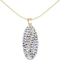 Crystal Charms & Pendants Jewelco London Ladies 9ct Yellow Gold White Round Crystal Coffee Bean Charm Pendant JPD530