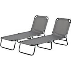 Metal Sun Beds Garden & Outdoor Furniture OutSunny Garden Lounger, Five-Position