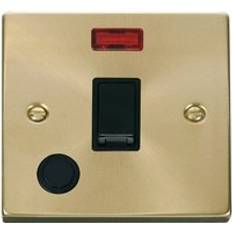 Electrical Accessories SE Home Satin Brushed Brass 1 Gang 20A dp Switch With Flex With Neon Black Trim