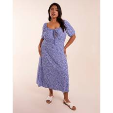 Elastane/Lycra/Spandex - Midi Dresses Blue Vanilla Curve Milkmaid Stretch Crepe Midi Dress Light