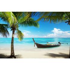 Breakwater Bay Beach Scene Canvas Photograph Framed Art