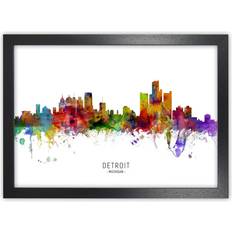 Aluminium Framed Art Ebern Designs Detroit Michigan Skyline Tompsett Graphic Framed Art