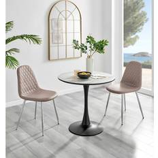 Marbles Dining Sets Canora Grey Ellis White Marble Effect Dining Set