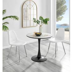 Marbles Dining Sets Canora Grey Ellis White Marble Effect Dining Set