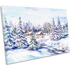 Union Rustic Snow Landscape Winter Repro CANVAS PRINT Framed Art