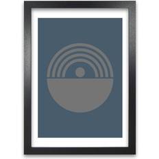 Norden Home Mid Century Grey Blue B Graphic Print on Paper Framed Art