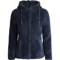 Reebok Outerwear Reebok Women's Fleece Sweatshirt Jacket Full Zip Sherpa Fur Hooded Jacket Lightweight Teddy Coat for Women S-XL Large, Dusty Blue