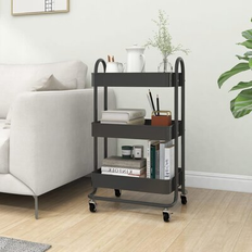 Grey Trolley Tables vidaXL 3-Tier Anthracite Steel 43 x 34 x 79 cm Trolley Table