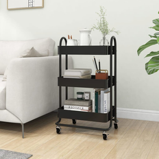 Trolley Tables vidaXL 3-Tier Black Steel 43 x 34 x 79 cm Trolley Table
