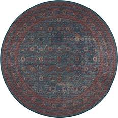 Blue - Round Carpets & Rugs D Style Basilic BAS7 Blue 48"