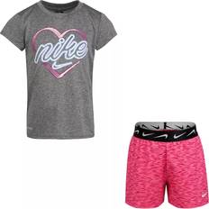 Other Sets Nike Little Girls' Dri-FIT T-Shirt and Shorts Piece Set Fireberry36H490-A0I/Pink, Little Kid