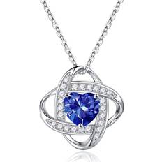 Love Knot Birthstone Necklace 925 Sterling Silver