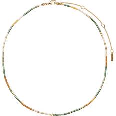 Smaragder Halsband Pilgrim Alison Necklace Brown, Goldplated Dam Pärlhalsband one