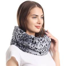 Leopard Scarfs La Carrie Womens Leopard Print Infinity Scarf Loop Neck Warmer Grey Leopard