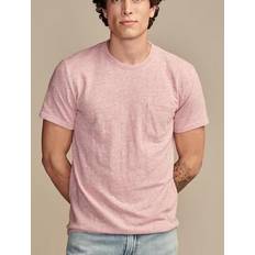 Linen T-shirts Lucky Brand Men's Linen Short Sleeve Pocket Crew Neck T-shirt Red Violet