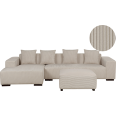 4 Seater Sofas Beliani Right Hand Jumbo Cord Corner Sofa 4 Seater
