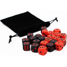 24Pcs Dice Game Gadget Red And Black Having Fun Dice Set For Bar KTV Karaoke Party Home Table Game With Storage Bag