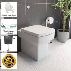 Ceramica Back To Wall BTW Toilet WC Pan Square Soft Close Seat Cistern Dual Flush Button