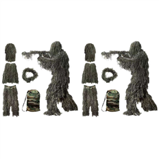 Hunting Melitt 2X in Ghillie Suit,3D Camouflage Outdoor Hunting Apparel Including Jacket,Pants,Hood,Carry Bag for Adults Kids Youth