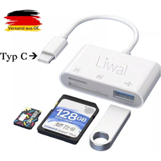 Usb c sd kartenleser adapter, typ c micro sd tf kartenleser adapter Weiss 1-3