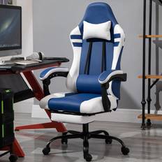 Portland Blue and White PU Leather Gaming Chair
