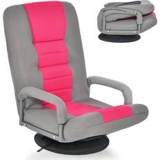 Costway Folding Gaming Chair Adjustable 6-Position Floor w/ 360° Swivel Base Multicoloured