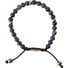 Nialaya Armband Nialaya Men's Beaded Bracelet With Blue Dumortierite And Silver Herr Armband